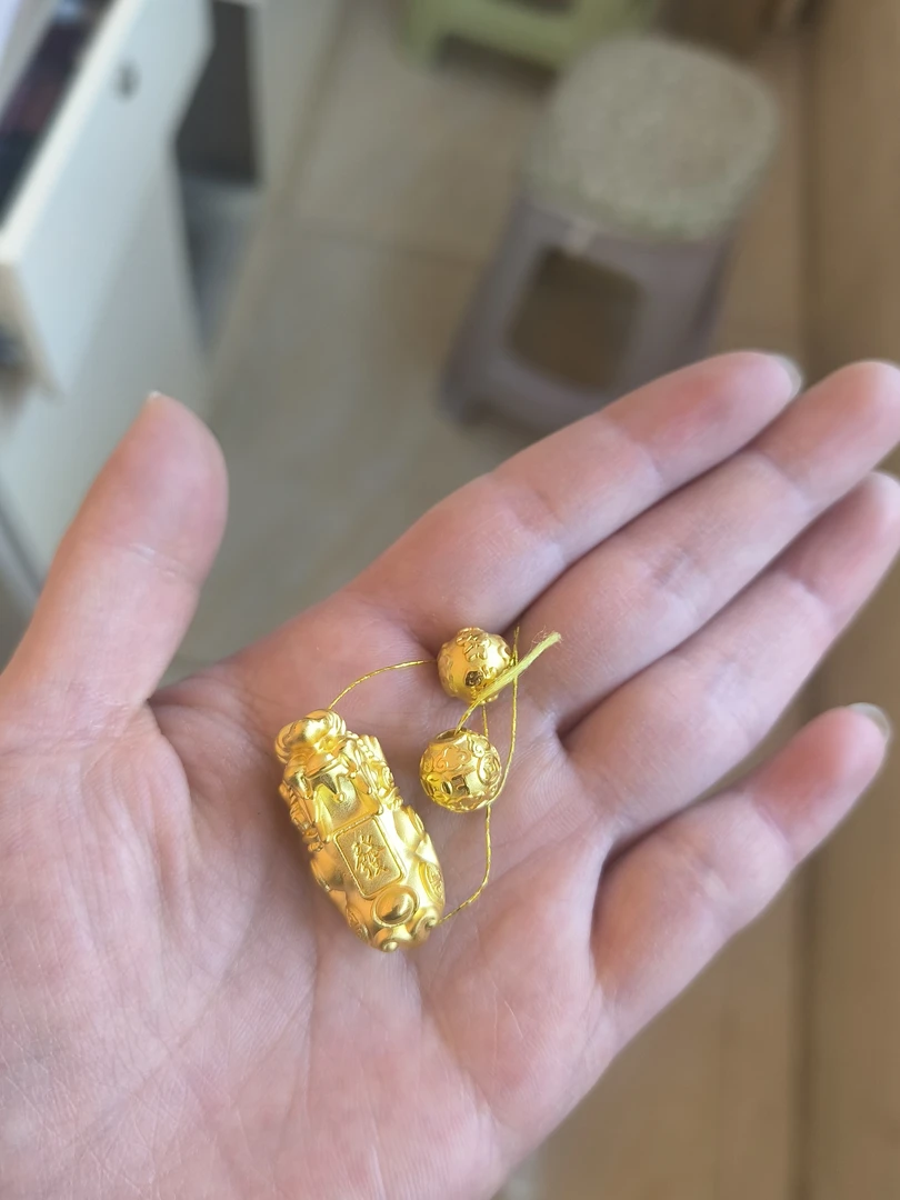 华夏金鸿福足金貔貅珠珠吊坠