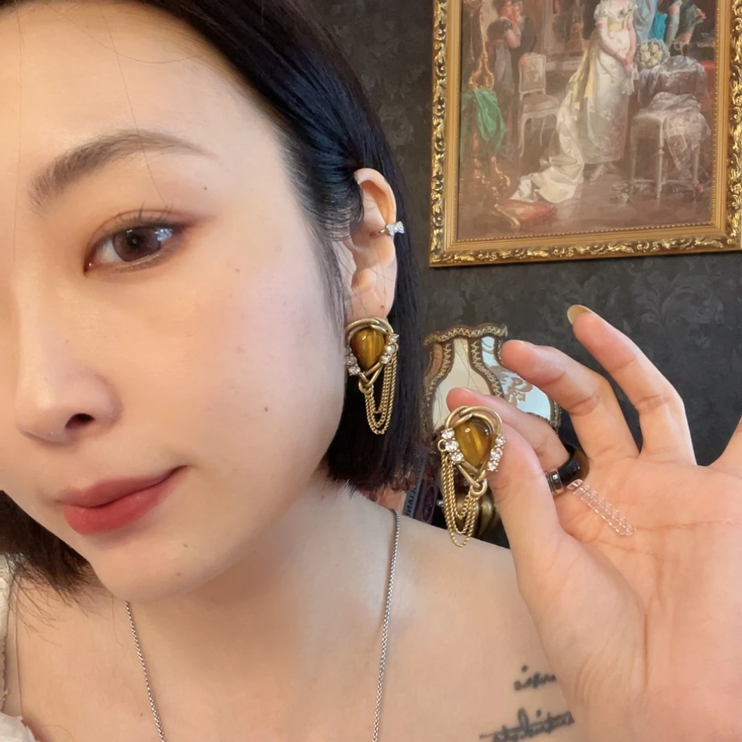 铜合金珐琅925银耳饰21号