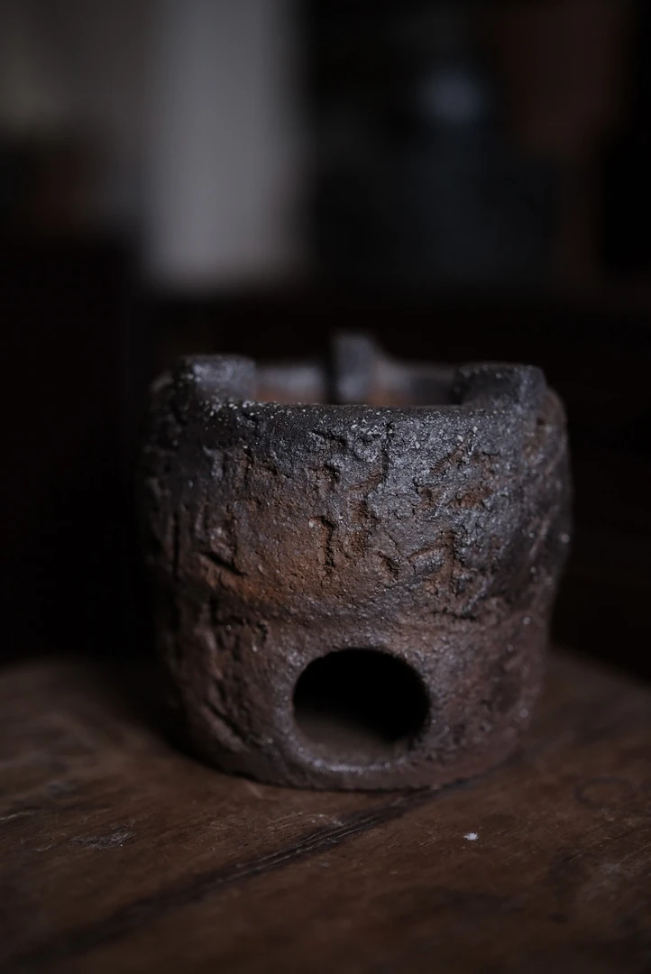 古埠窑/柴烧手作，孤品柴烧诗文炭炉老式围炉炭火炉