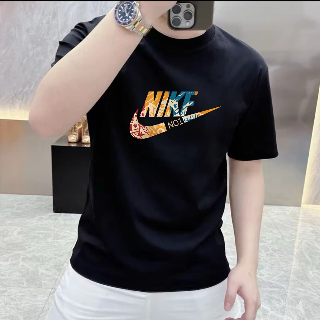 纯棉T恤圆领新款男士半袖短袖上衣休闲夏季潮流修身潮牌百搭衣服