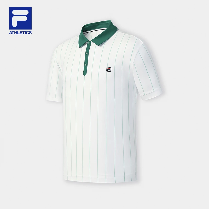 【FILA大满贯polo】斐乐男士夏季透气休闲运动条纹时尚短袖翻领