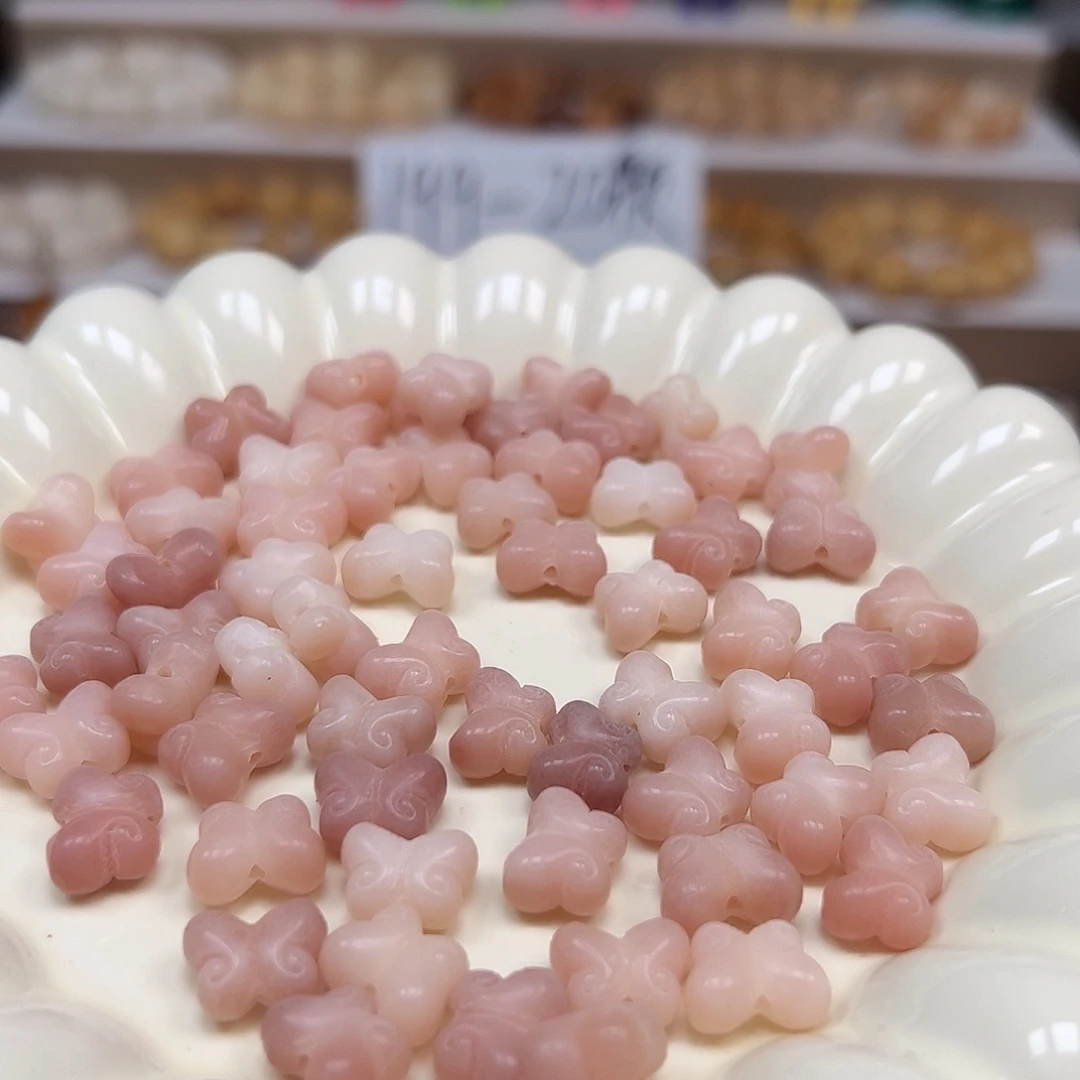 菩提根/象牙果手串卡12粉色蝴蝶23颗