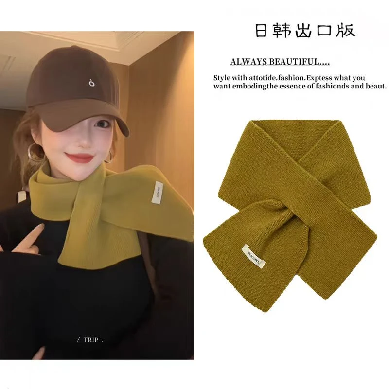 羊毛围巾女2025新款秋冬季韩系保暖防寒百搭高级氛围感交叉巾围脖
