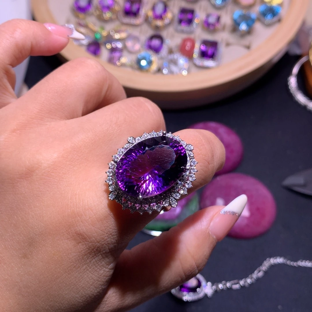 【闪购商品】银S925镶嵌戒指紫晶用****5戒指