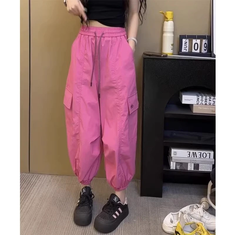 韩版百搭时尚工装裤女夏季薄款休闲速干裤九分洋气束脚裤子女