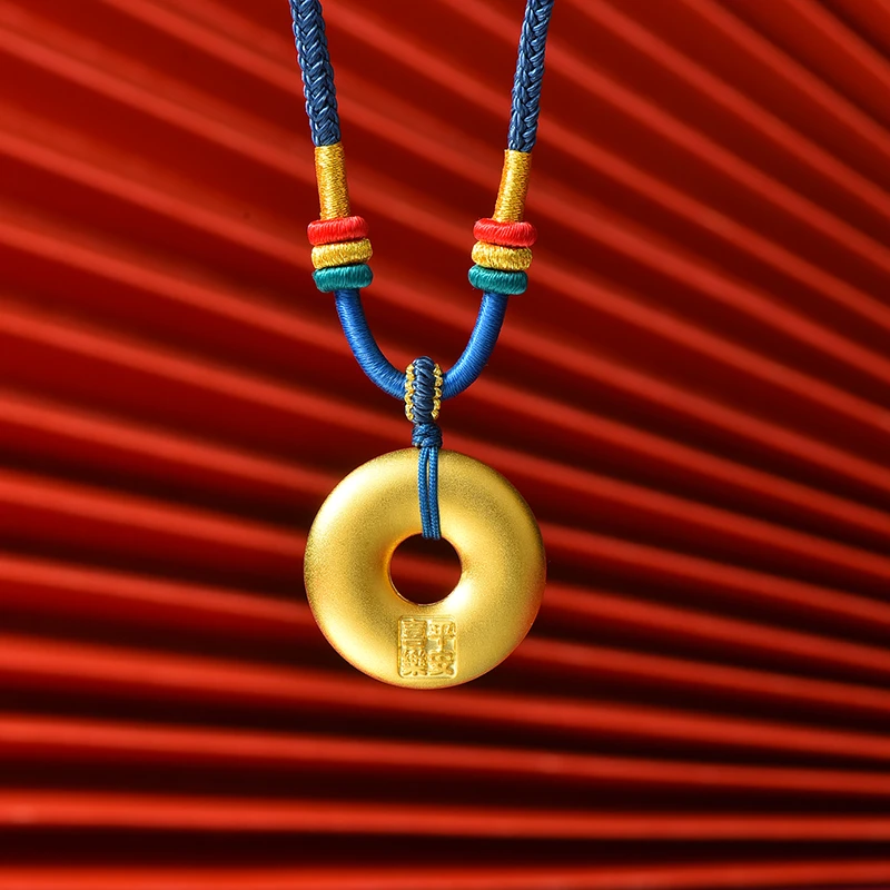 吊坠足银 平安喜乐平安扣吊坠传承工艺时尚不掉色手工