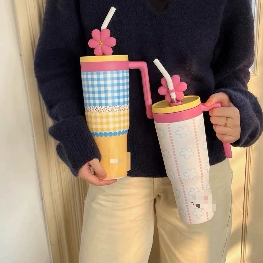 TG 新款高颜值冰霸杯网红大容量不锈钢吸管保温杯学生儿童便捷