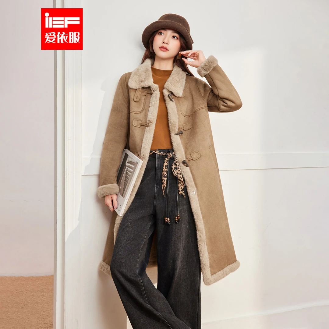IEF/爱依服【DNA系列】2025冬季新款韩版加绒保暖磨砂皮长外套