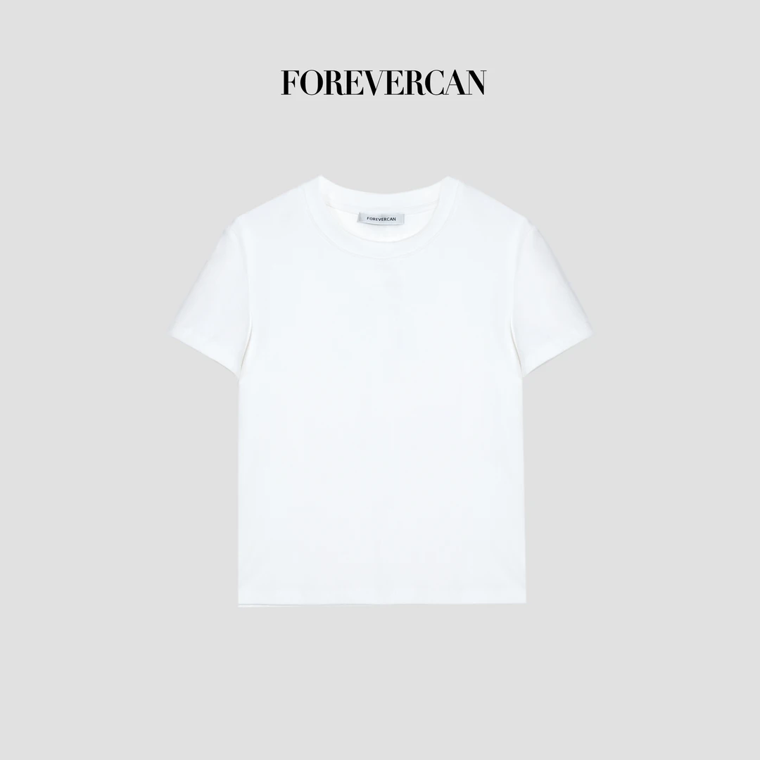 FOREVERCAN“自定义式”基础款极简百搭纯色白色短袖T恤ST22914