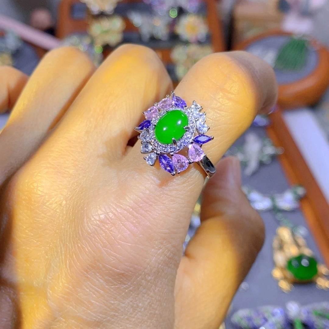 颈饰银S925镶嵌翡翠