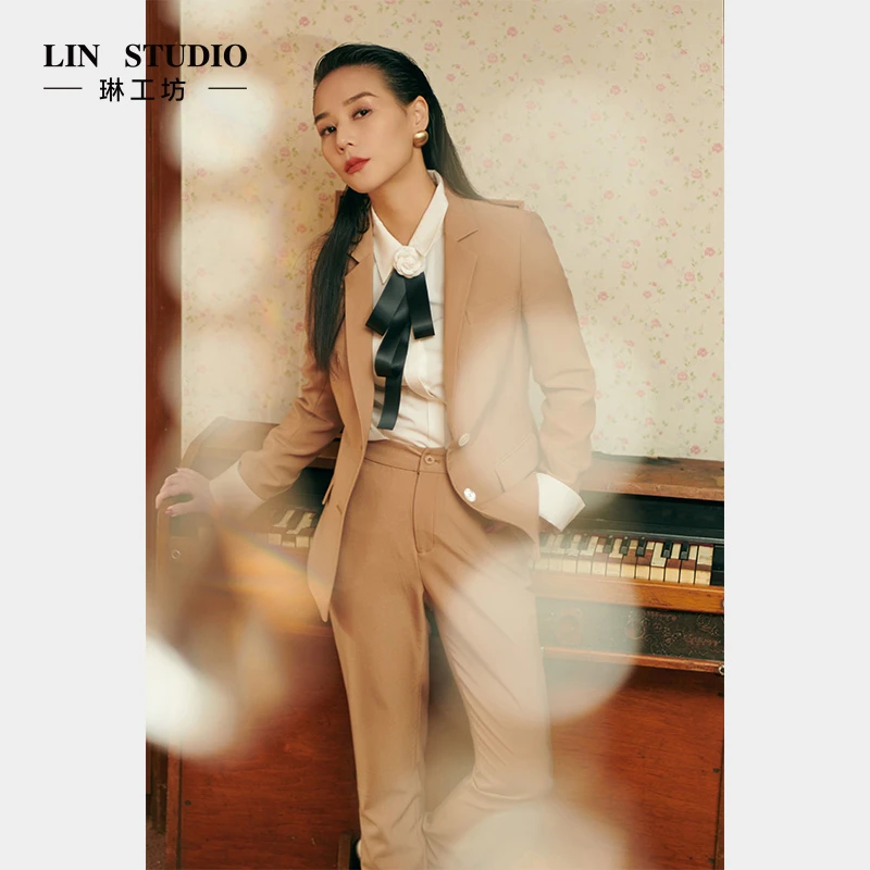 【特殊活动款 不支持退换 西服】琳工坊金驼色简约西服唐琳设计师