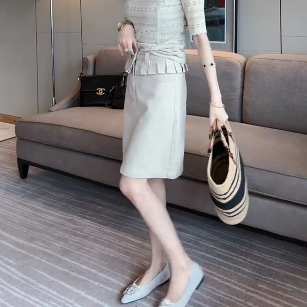 大码女装荷叶边设计感中短裙2025夏季新款洋气梨形高腰显瘦半身裙