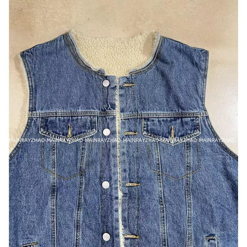 『MAINRAY ZHAO』小众设计慵懒松弛牛仔马甲加绒外套