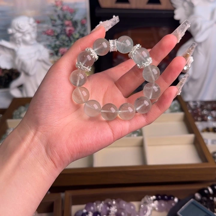 水晶手串18K金镶嵌绿莹石拍2单