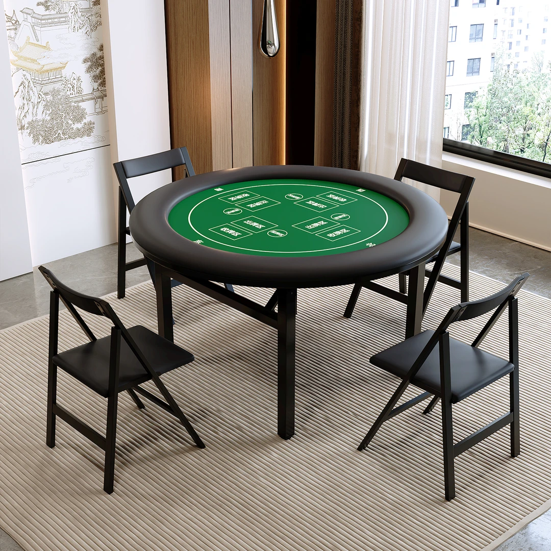 圆形掼蛋专用桌折叠桌德扑桌打牌大号软包高档桌面德州扑克桌子