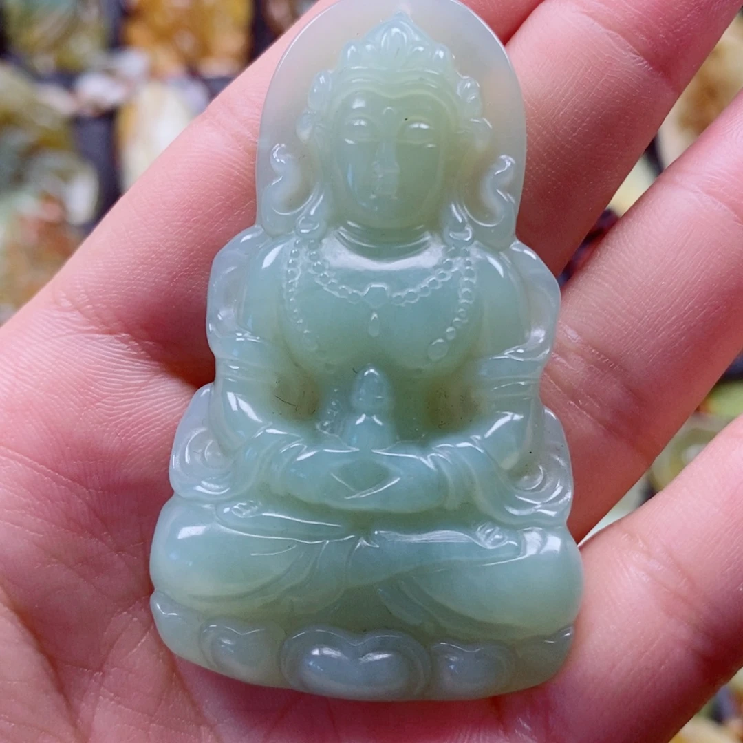沸***冰蛇纹石玉未镶嵌颈饰