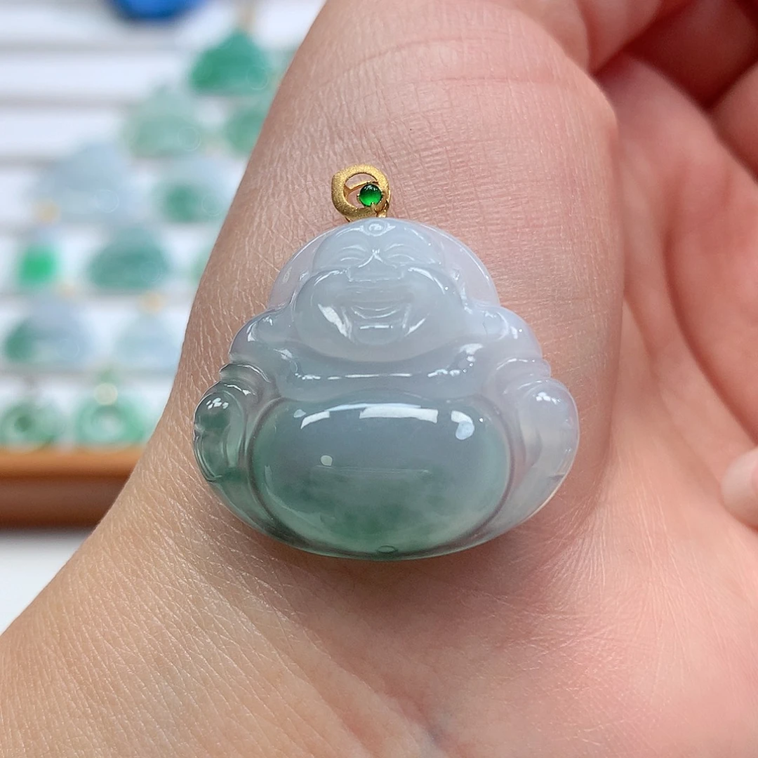 翡翠18K金镶嵌吊坠(赠链)24.8-27.8-6