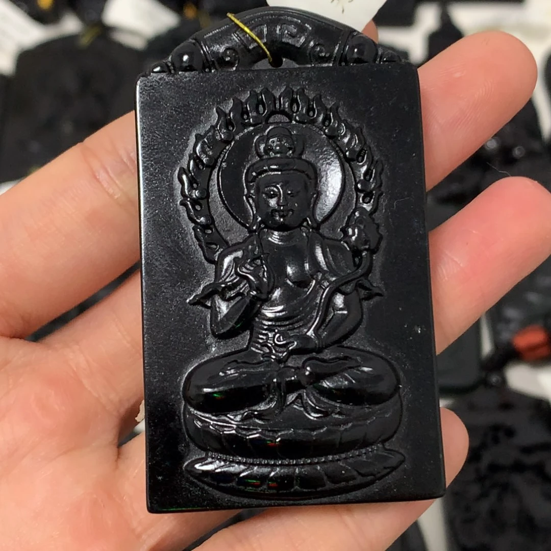 天然缅甸a货钢琴黑挂件