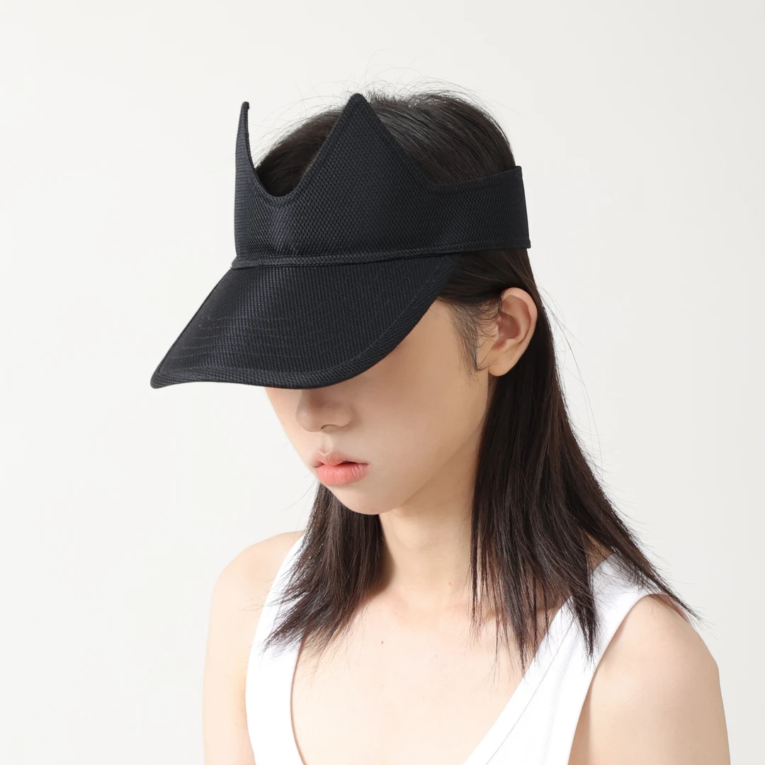 YEZI OD 进口面料猫耳造型遮阳帽女夏季防晒空顶帽超大帽檐显脸小