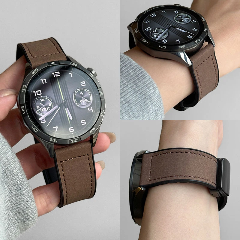 适用vivo watch 5表带疯马纹iqoo手表watch5皮硅胶3代磁吸腕带
