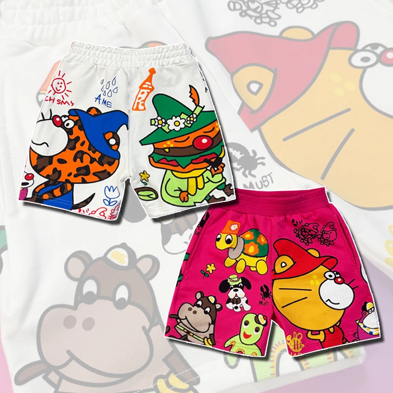 198小乌龟满印儿童短裤个性潮流针织夏季纯棉薄款童装五分裤中裤