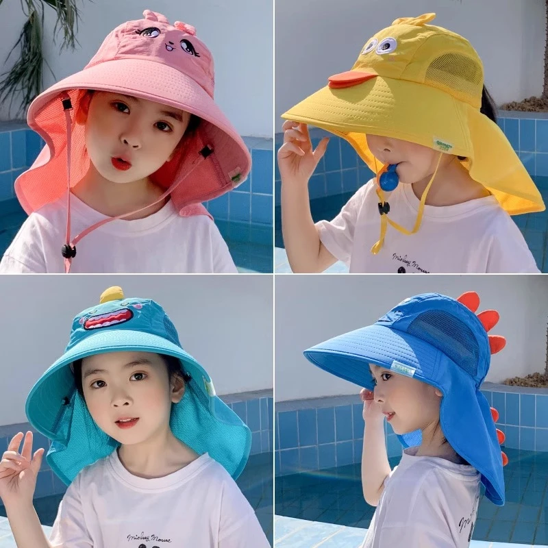儿童防晒帽夏季防紫外线太阳帽男童女孩宝宝遮阳帽渔夫帽凉帽帽子