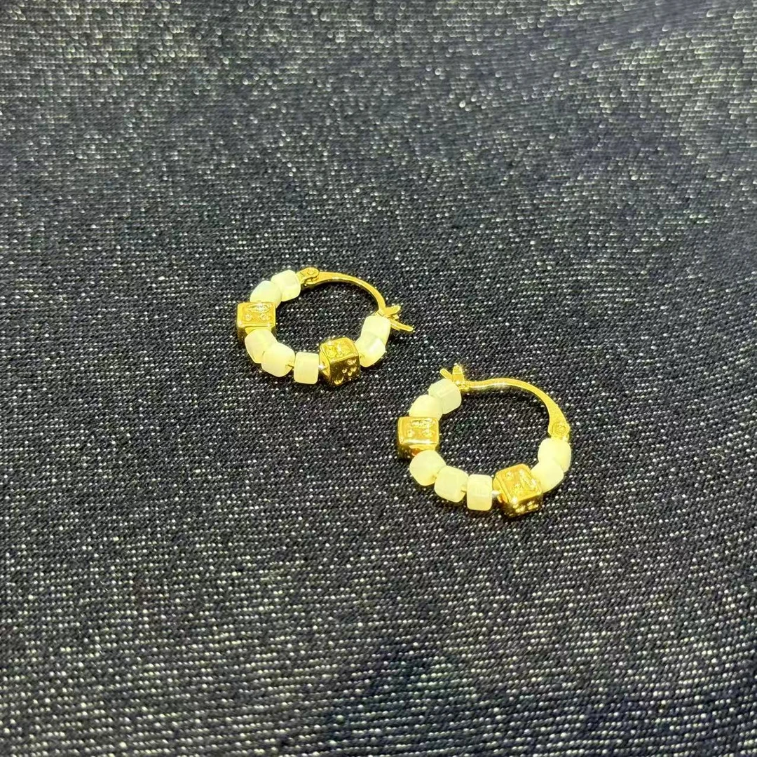 铜合金耳饰 BS专属 方形串珠耳扣耳环071-9083