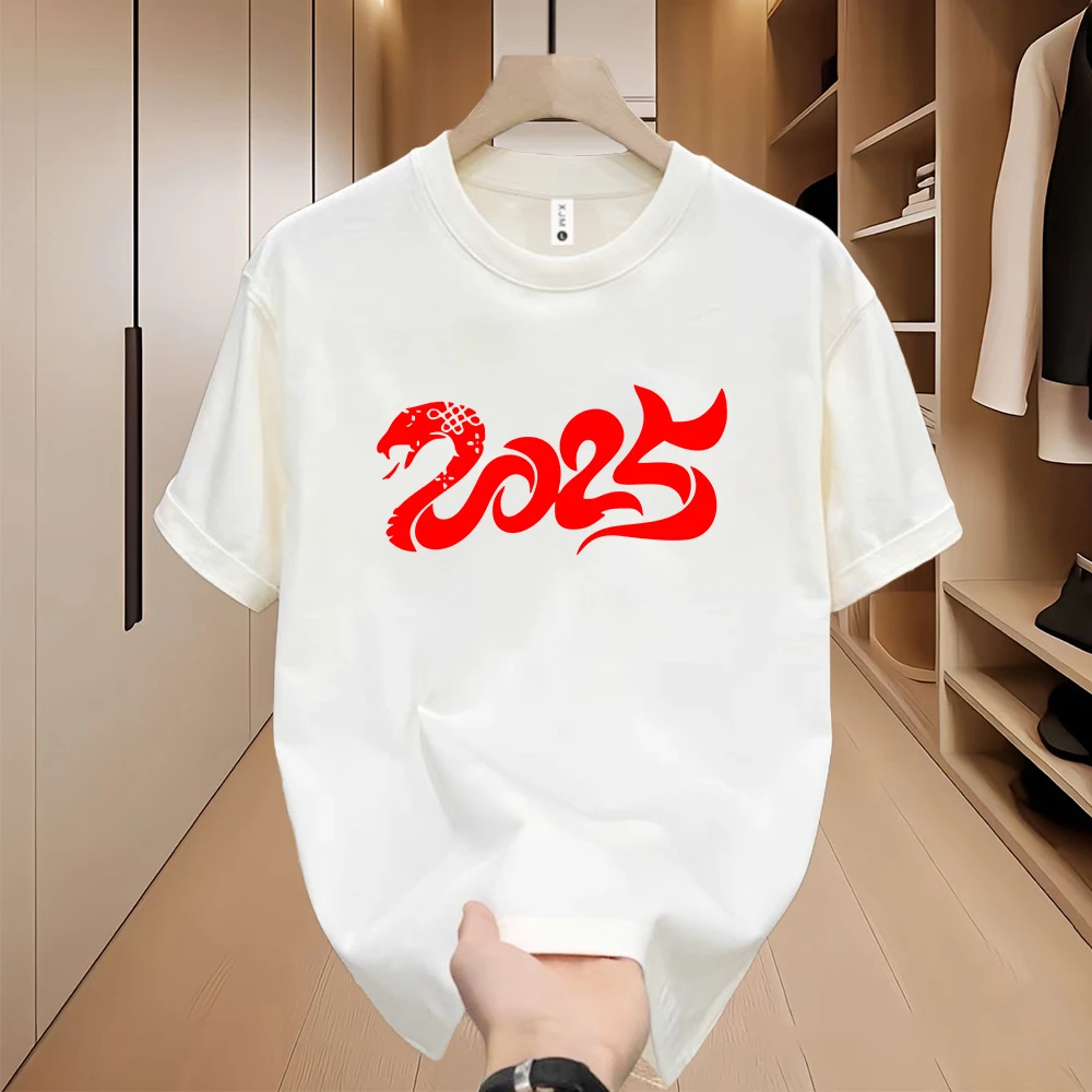 蛇形2025 美式痞帅重磅纯棉短袖T青年男女潮牌街头宽松圆领百搭款