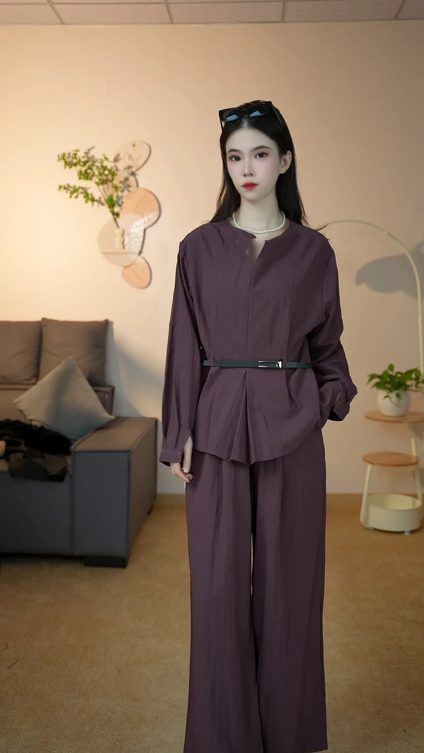 慵懒风老钱风时尚套装纯色宽松显瘦女装套装 778