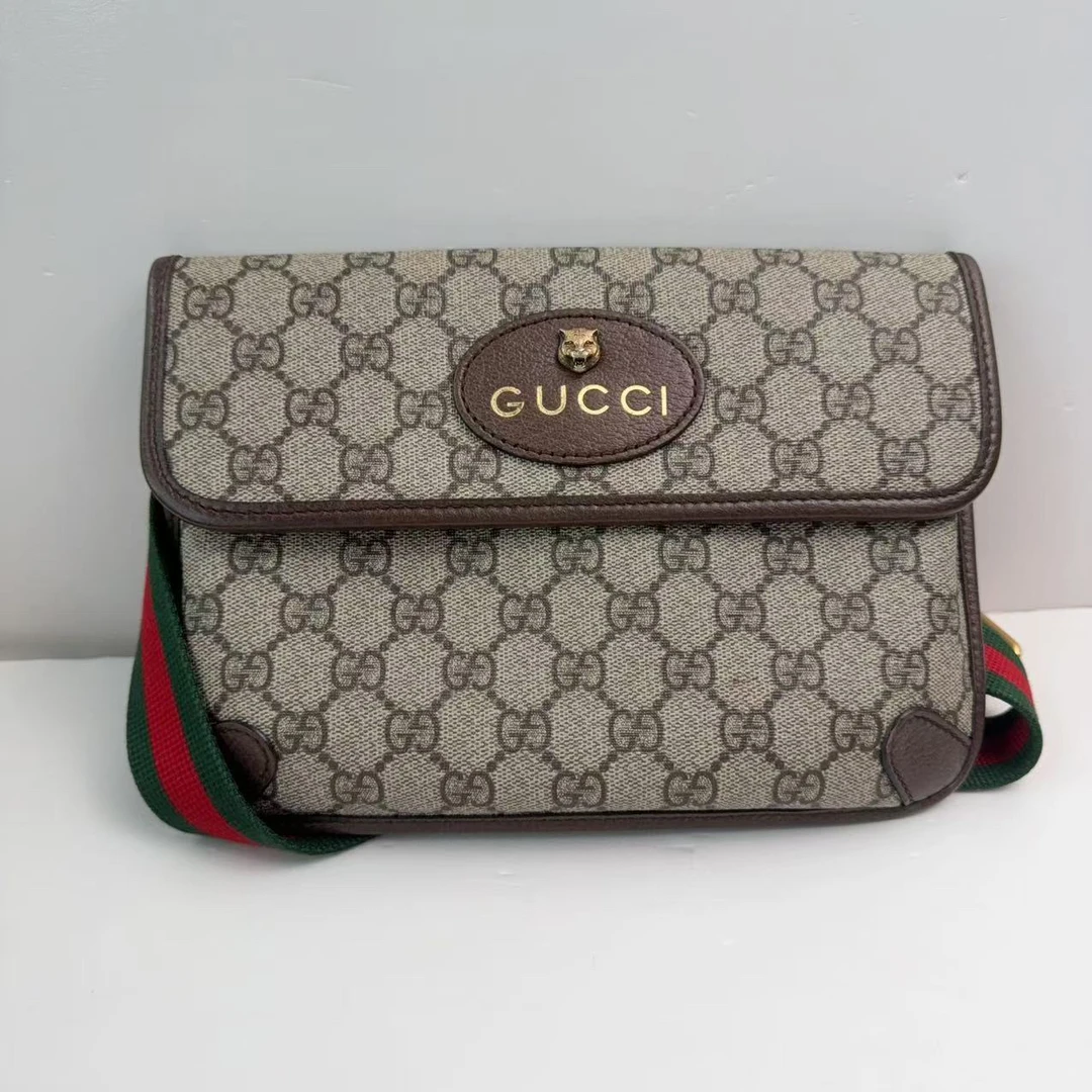 95新 GUCCI/古驰 古驰老花虎头胸包