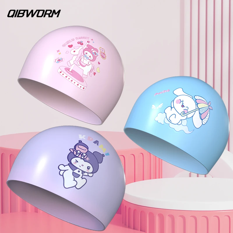 儿童泳帽护耳防水不勒头硅胶长发舒适女童男童卡通专业宝宝游泳帽