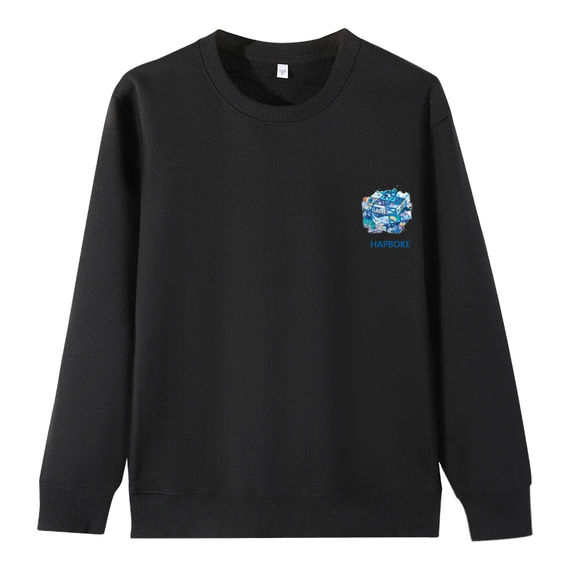 【源头工厂】新款保暖休闲长袖卫衣男款秋冬宽松亲肤圆领不带帽上衣