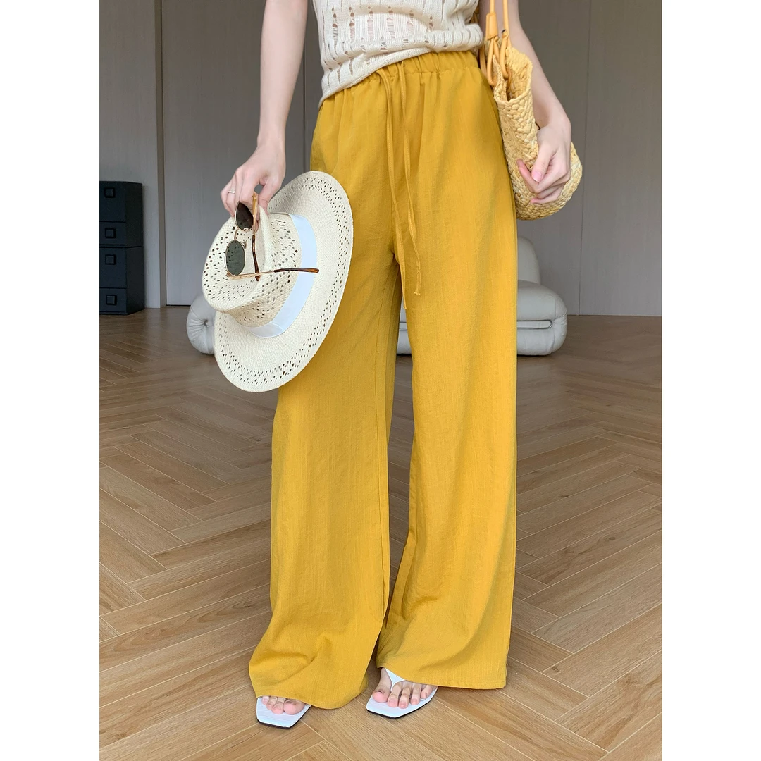 JIJINQI时尚夏季休闲显瘦长裤垂感百搭松紧休闲裤女 JD05KZPT1300