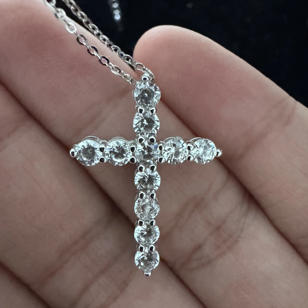手链 素款时尚镶钻复古镶嵌小众十字架项链吊坠女款轻奢百搭