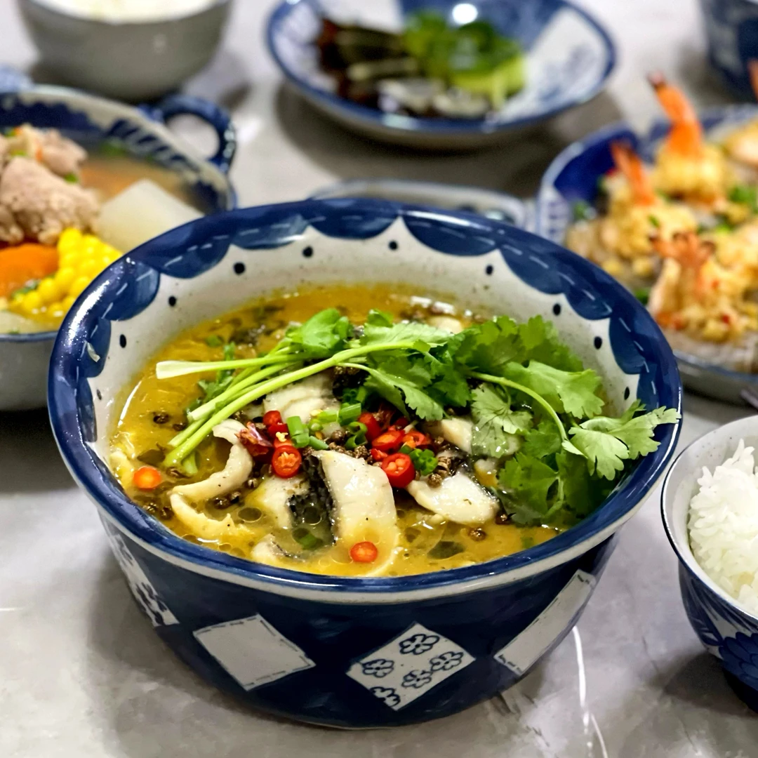 【近山古美】手捏棋盘格大汤盆不规则美手绘釉下高温瓷