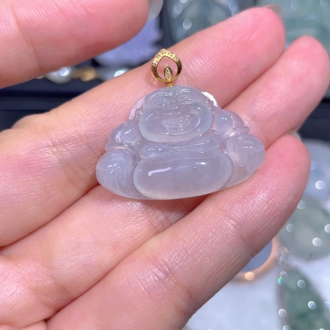 颈饰18K金镶嵌翡翠翡翠