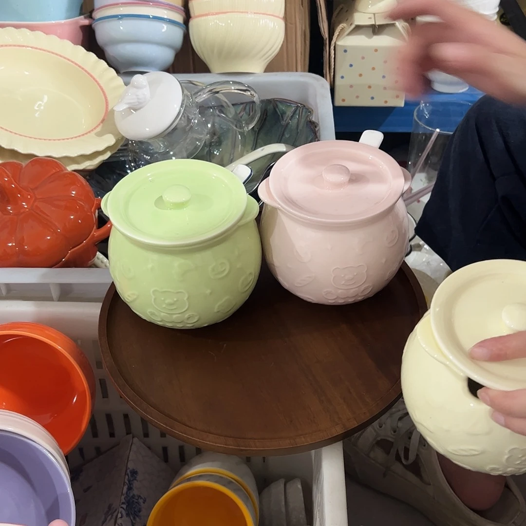 瓷片浮雕猪油罐600毫升