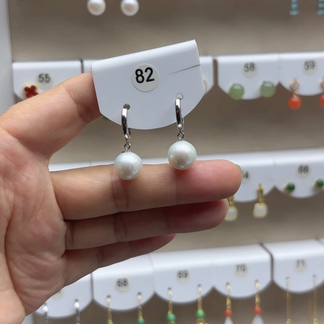 银S925镶嵌淡水珍珠耳饰