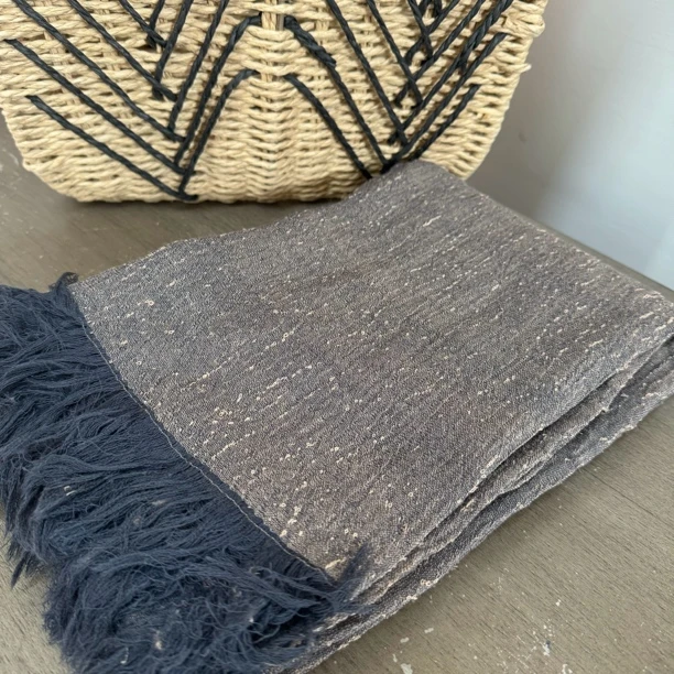 744  棉麻压皱百搭复古围巾70%汉麻+30棉  70×220左右