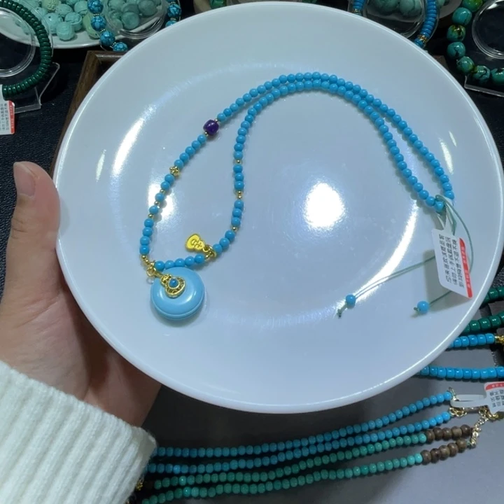 天空蓝吊坠原创平安扣