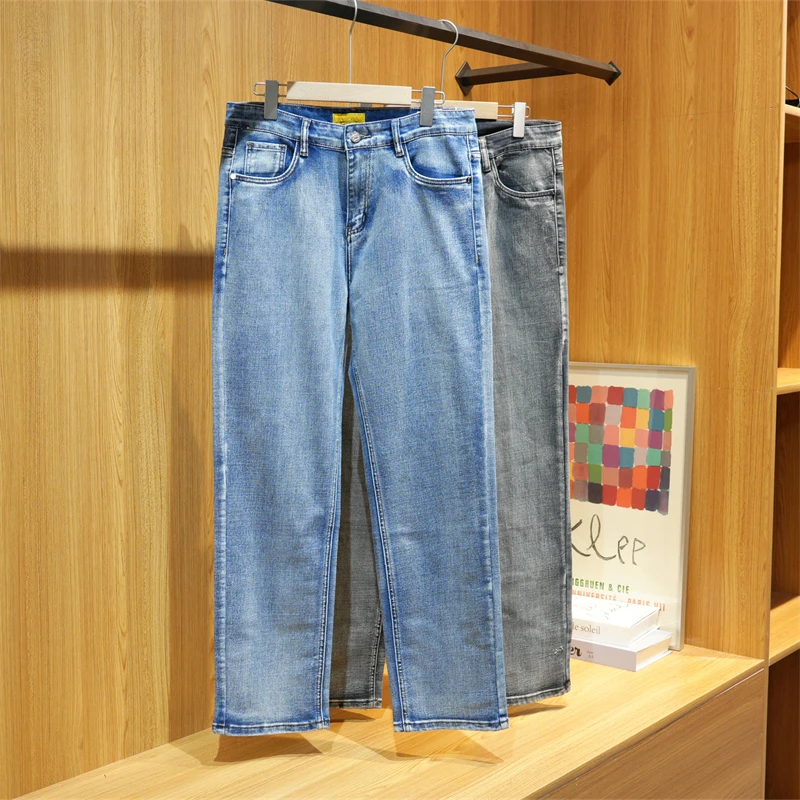 秋季男士时尚简约百搭休闲牛仔裤男款复古港风直筒长裤ZJ268