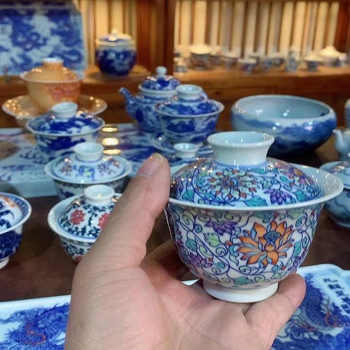 錡镇堂手工手绘盖碗