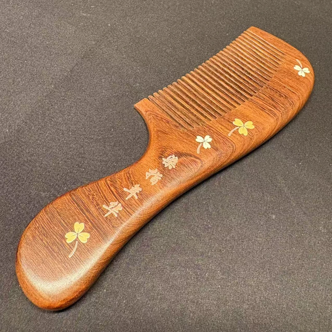 檀木防静电密齿檀香彩绘梳