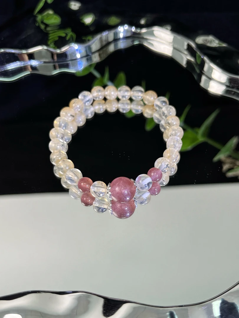 限前30单B32【汽水】天然水晶黄水+草莓时尚百搭水晶手链6.7mm多样