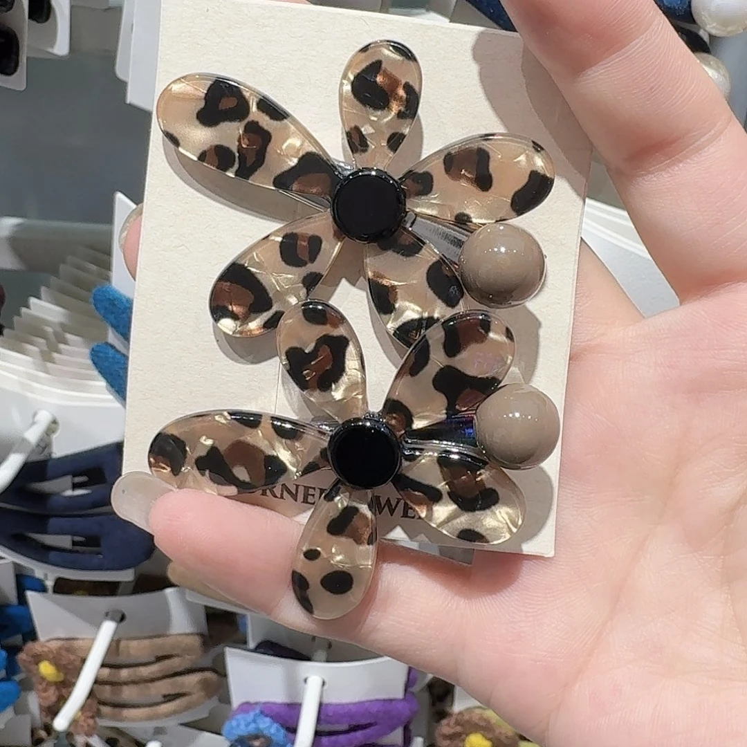 非金属布艺豹纹大花鸭夹