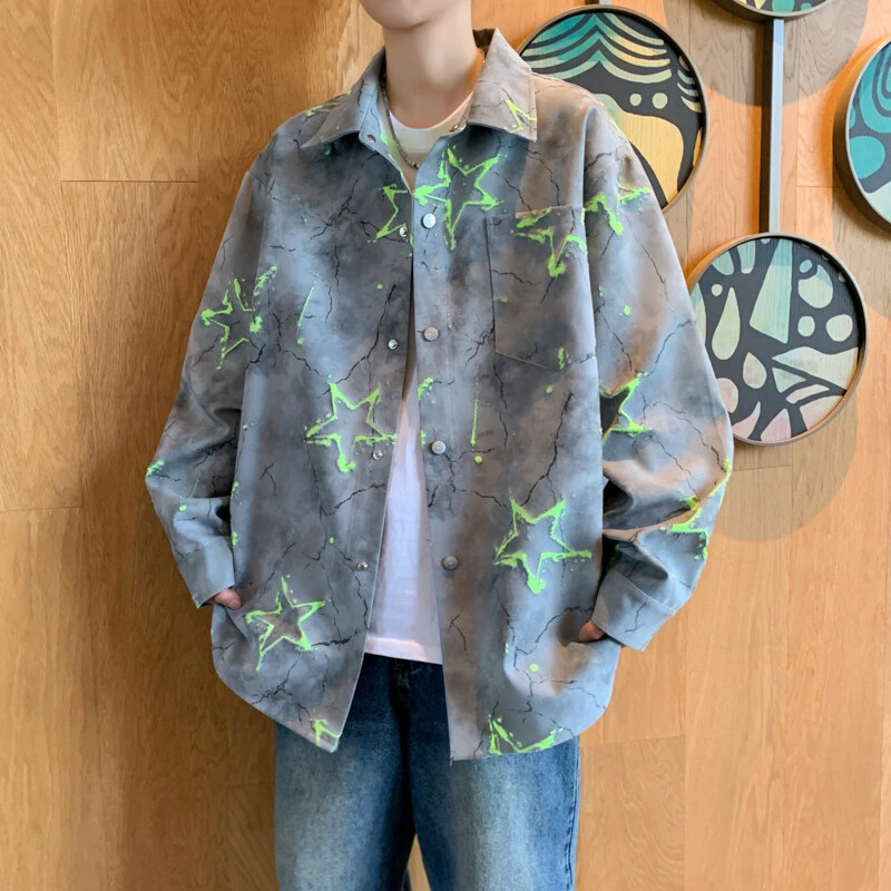 【悦色潮流馆】春季薄款慵懒风男士长袖衬衫夹克外套休闲百搭ins