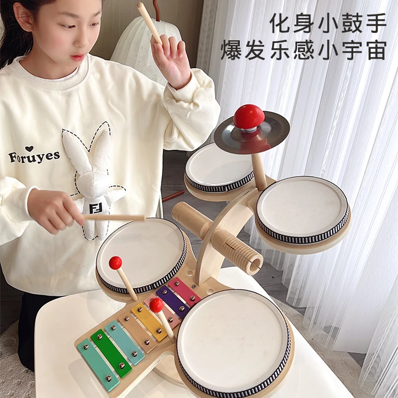木制奥尔夫音乐打击乐器敲琴打鼓敲锣宝宝手拍鼓益智玩具