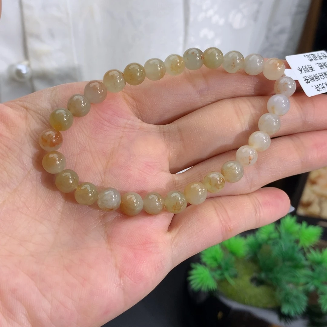 翡翠未镶嵌手串卡6.5胶润飘红翡手串