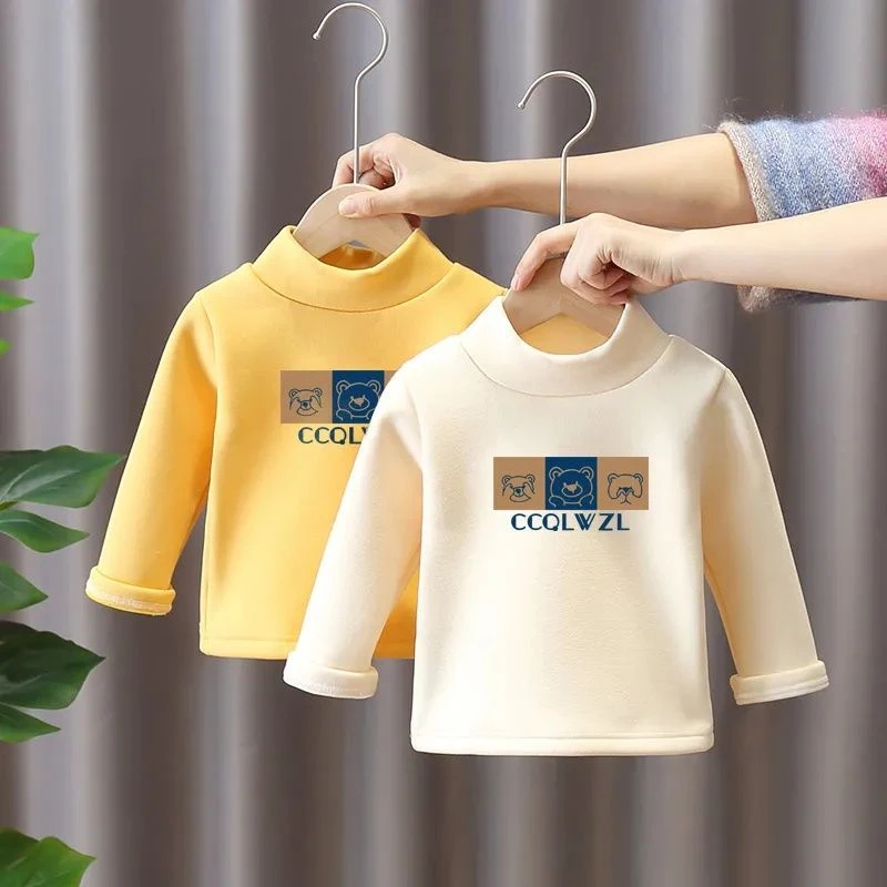 儿童半高领打底衫秋冬季加厚保暖长袖T恤男童德绒秋内搭上衣