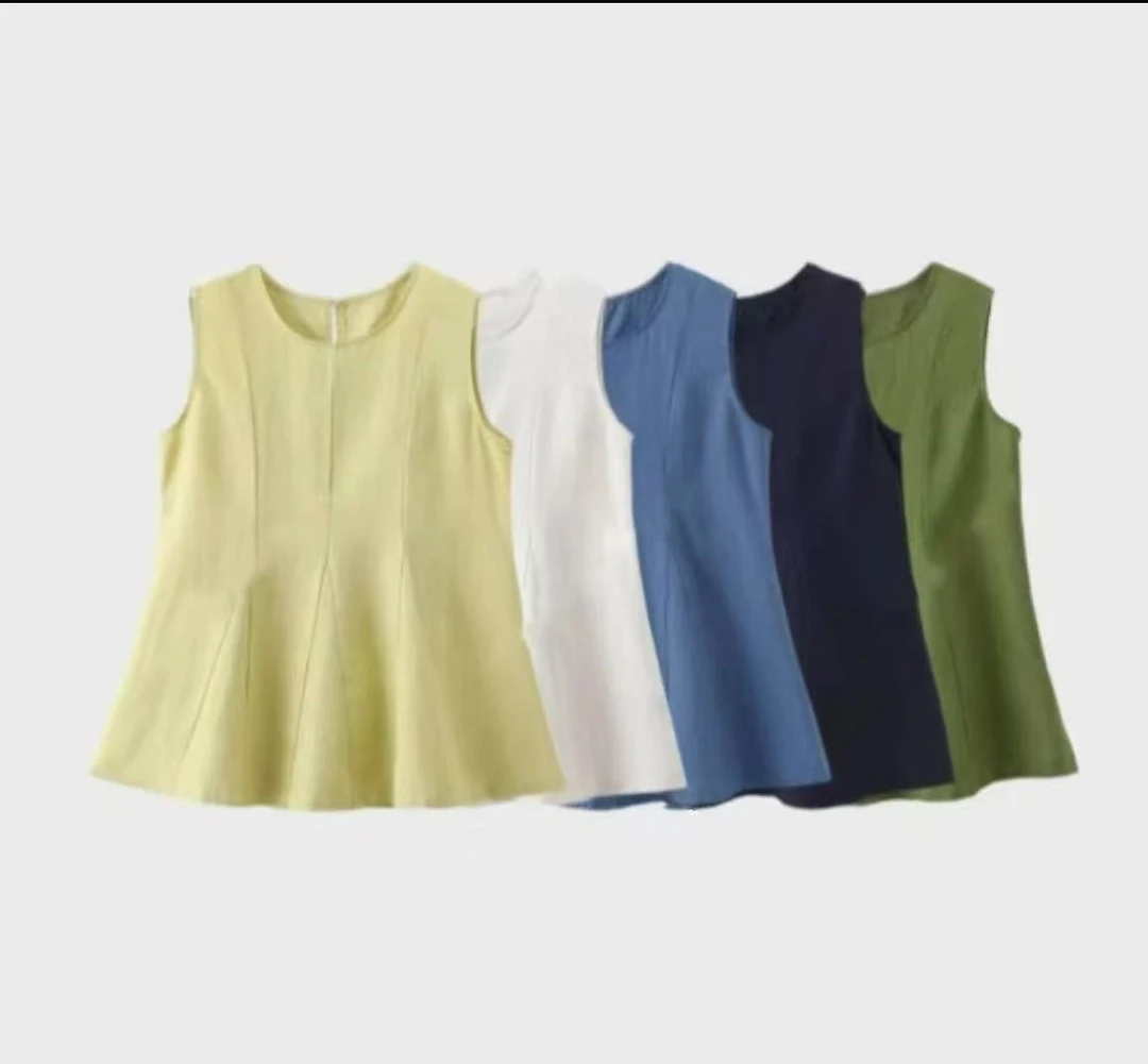 【季尾清仓】韩系文艺范荷叶边减龄气质上衣无袖显瘦时尚百搭2537